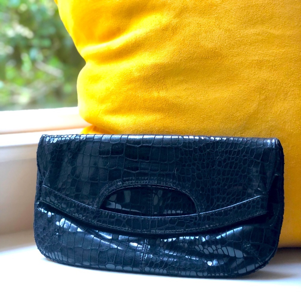 Nine West Black Snakeskin Clutch